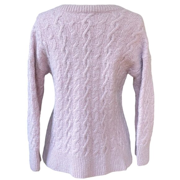 Vince Wool Alpaca Cable Knit Sweater Pink Feminine Soft Girl Quiet Luxury-M/L - Picture 9 of 13